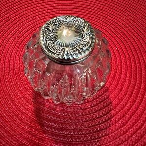 Elegant Sterling Silver and Clear Crystal Glass Decorative Jar